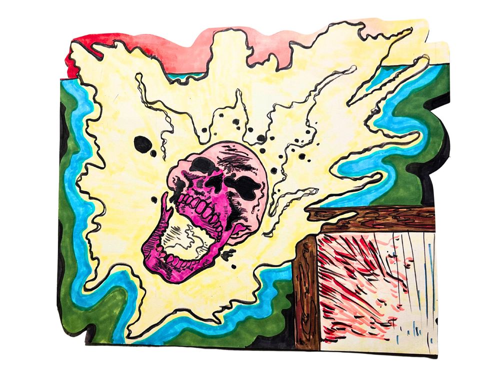 Explosions in Sight - prisma markers on art paper by Elijah Sylar