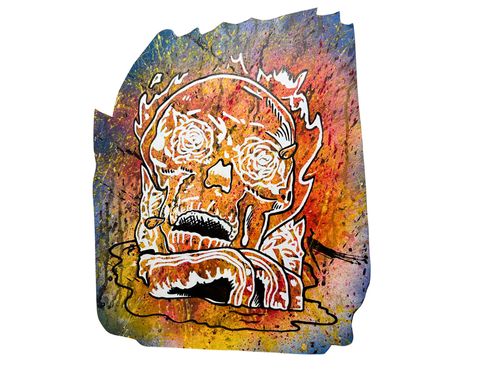 Rose Skull Print on Painted Background by Elijah Sylar